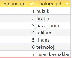 çalışan personelllerin ad, soyad ve bolum bilgilerini listeleyen sql sorgusunu yazalım.