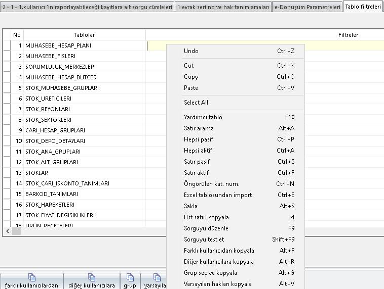 Personel Yönetiminde Analiz ve Yönetim Menülerinde Personel Yetkilendirmede Düzenlemeler Kullanıcı/Grup Hak Tanımlama