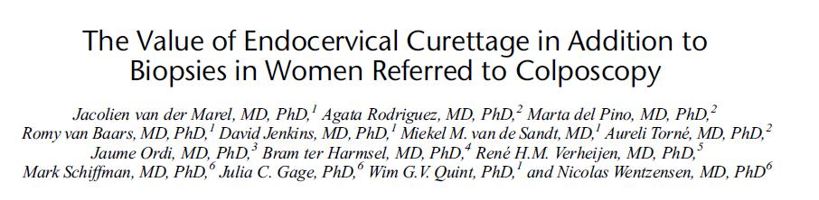 Yetersiz kolposkopisi olan kadınlarda CIN2 + tanısı için, rastgele alınan biyopsilerle karşılaştırıldığında ECC daha başarılı gözükmektedir.