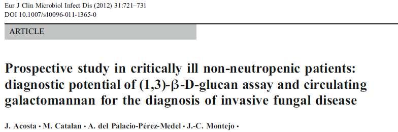 Nötropenik olmayan YBÜ hastaları Beta D glukan tes_ (cut off 80 pg/ml) invaziv kandida infeksiyonlarında