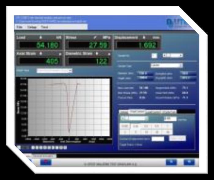 mm doğrulukta yer değiştirme miktarını ölçebilmektedir. Yük ve CMOD veya sehimin elektronik çıkışlarına doğrudan bağlanmış kaydetme hızı 5 khz den daha az olmayan veri kayıt sistemlidir.