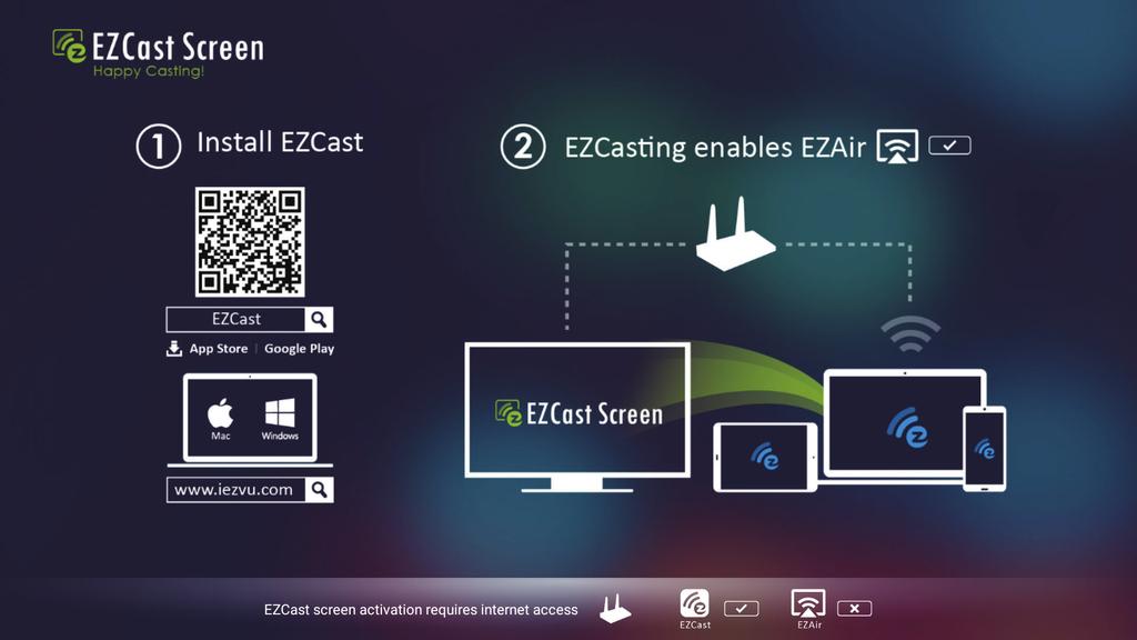 Wi-Fi Görüntüleme işlevini ilk kez kullanırken, mobil aygıtınıza EZCast uygulamasını indirip yükleyin.