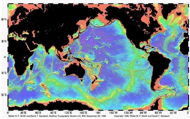 Okyanus tabanın Geosat uydu