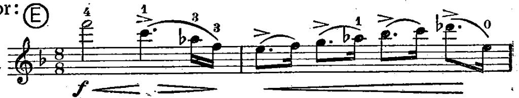 Kademeli olarak parlak bir şekilde büyüyen iki ölçü uzunluğundaki bir Cadenza ile Ana Tema'ya dönülür (Auer, 1925). Resim 6.