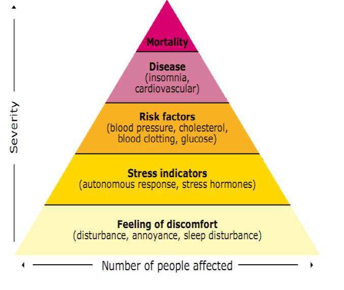 WHO Pyramid of Health Effects of Noise Road traffic noise harms the health of 1 in 3 EU citizens Traffic noise is one of the most widespread environmental problems in the European Union.