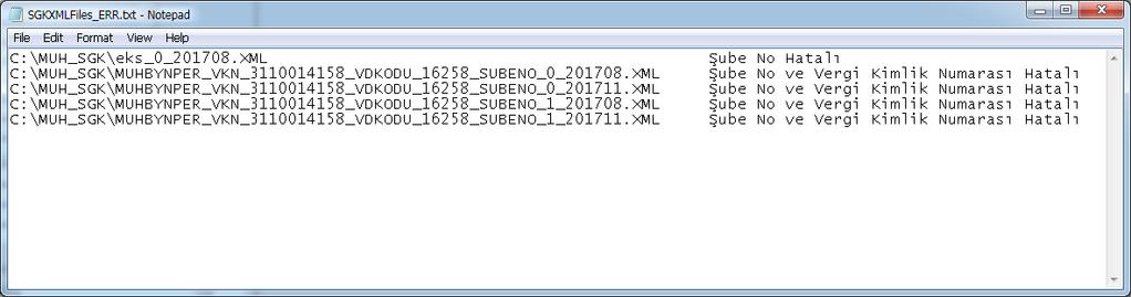 Yüklemesi yapılamayan XML Dosyalar Yükleme işlemi sonunda bir