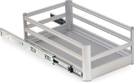 Rails provide silent and smooth closing. Surfaces are Anodising plated.