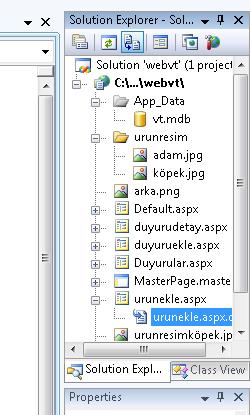 Resmi ekledi System.Data ve System.Data.Oledb yi ekledikten sonra Buttona ; FileUpload1.SaveAs(Server.MapPath("~/urunresim/") + FileUpload1.
