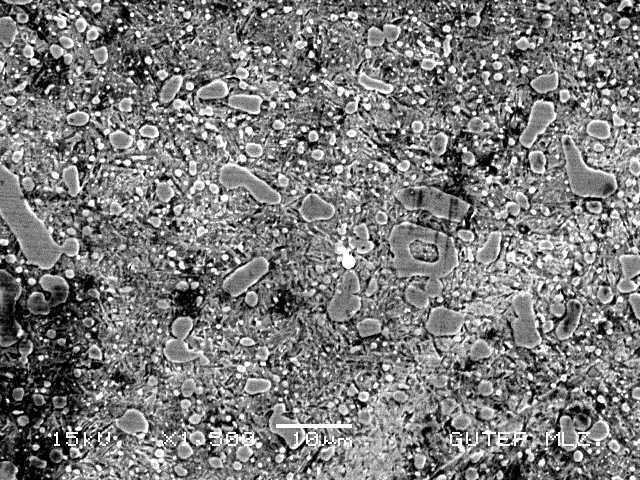 2080 soğuk iş takım çeliğine ait SEM görüntüsü X1500 Su verilmiş + kriyojenik işlem + temperleme işlemi uygulanmış DIN 1.