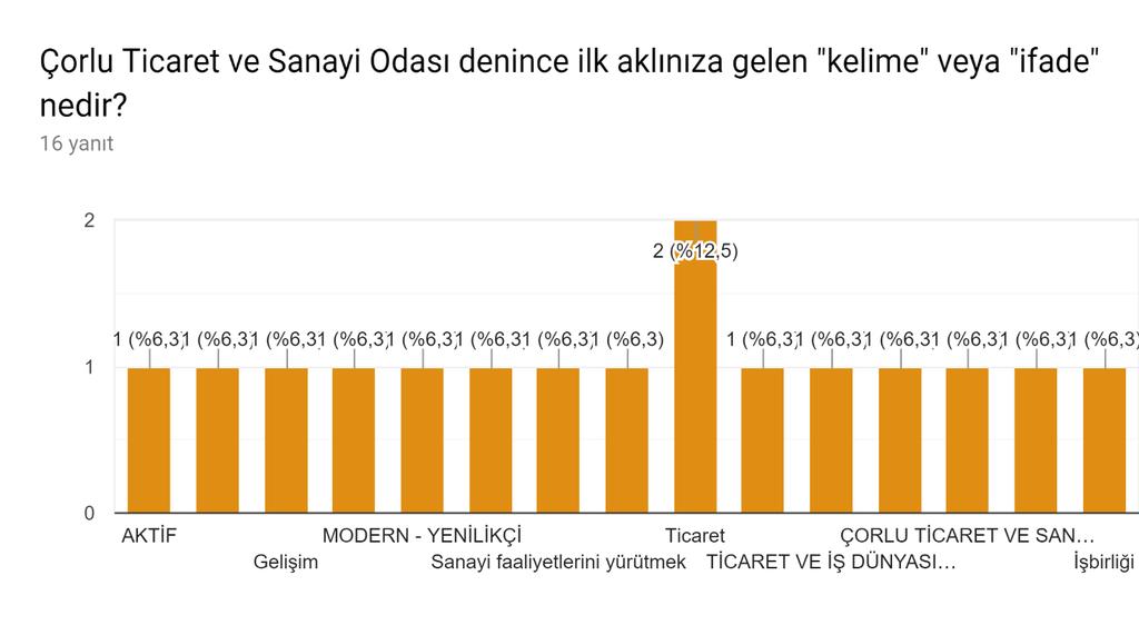 Şekil 2. Çorlu Ticaret ve Sanayi Odası denince kurumların aklına gelen ilk "kelime" veya "ifade" 3.