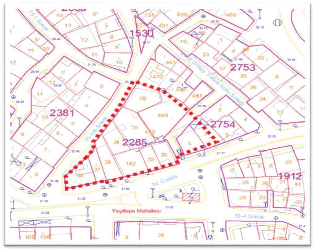 6- YEŞİLTEPE (2285/28-29-30-31-32-34-37-38-464-469-470-162 ve 2754/1-2 Adalar): 6306 sayılı yasa çerçevesinde; riskli yapı tespiti yapılmış, kentsel