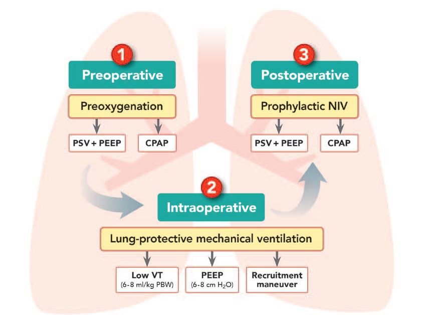 PEEP) vs conventional ventilation (high VT with low