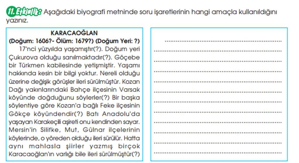 92 / RumeliDE Journal of Language and Literature Studies 2018.12 (October) The Use of Biography Genre in Secondary School Turkish Lessons / Ö. Kemiksiz (p.