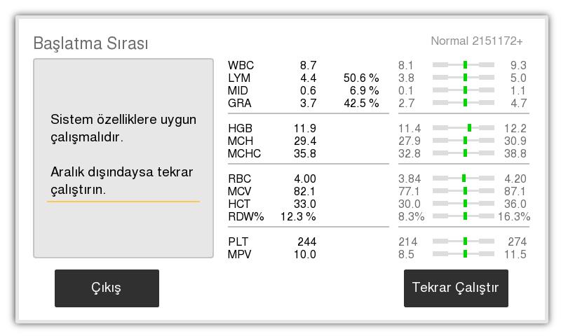 3. Operasyon (Numune Analizi) Taban Sayımı 3 Kontrolü Analiz Edin Şekil 26: Kontrolü Seçin Şekil 27: Kontrolü Analiz Edin Swelab Alfa Plus sisteminin performansını doğrulamak için kontrol numuneleri