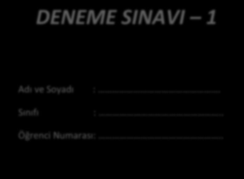 sınıf kazanımları dikkate alınarak 20 soru oluşturulmuş olup, süre 40 dakikadır.