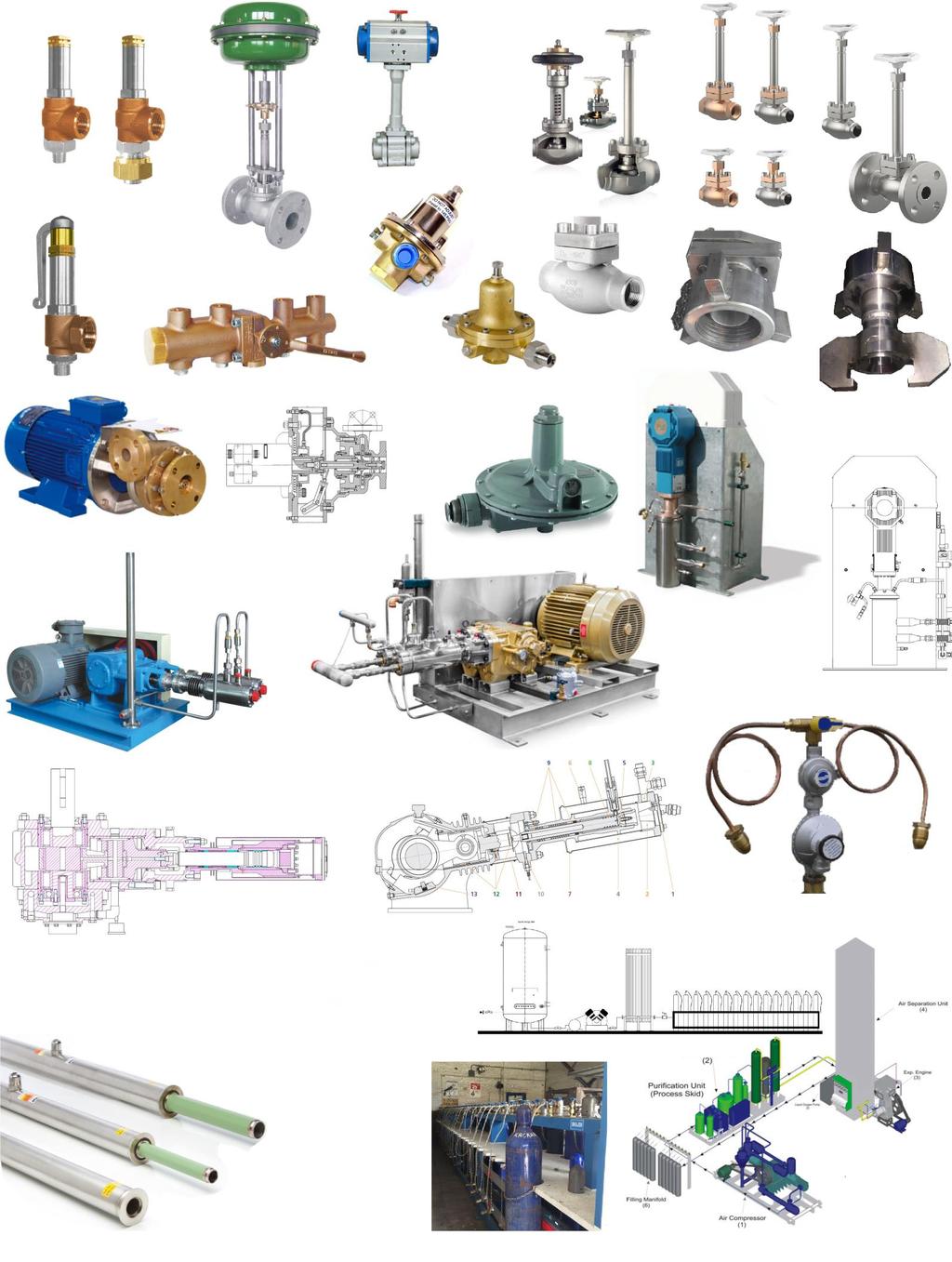 LNG and Cryogenic Pump, Valves, Level gauges, Relief valves,