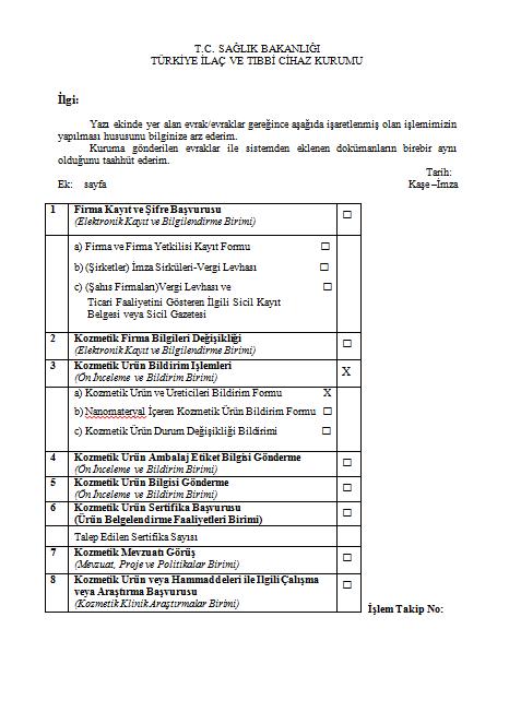 Şekil 33. Bildirim işlemi için Standart Dilekçe ekran görüntüsü.