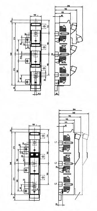 Dikey Tip NH Sigortalı Yük Ayırıcıları Teknik çizimler Dikey Tip NH Sigortalı Yük Ayırıcı,