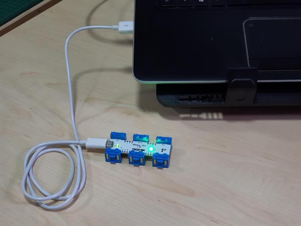 Bağlan düğmesine tıkladıktan sonra bilgisayar Makey Oz modülüne usb kablo yardımıyla bağlanır ve Makey Oz