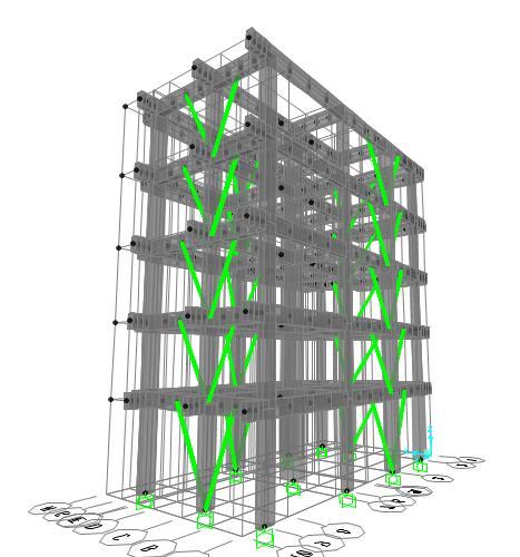 Ayrıca, Şekil 4 (a) da binanın tepe yer değiştirmesi istemine ulaştığı adımda oluşan plastik mafsalların konumları gösterilmektedir.