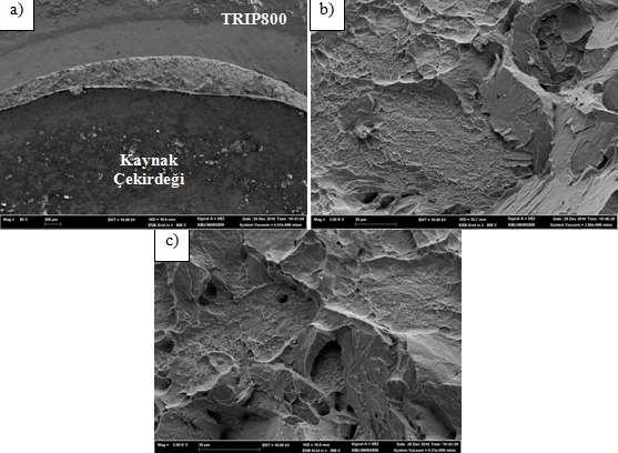 (Figure 3. Fracture surface image of DP600/TRIP800 joint for similar thickness) Şekil 4.