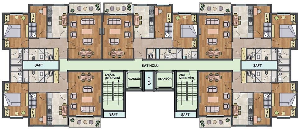 BANYO 1,83m² 4,15m² 3,63m² Toplam Net : 80 m² Kat Brüt : 100 m² Proje Brüt :