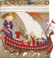 55 Resim 7: Zübdetü t-tevârih horoz biçimli gemibaş figürlü Nuh un gemisi tasviri (13) Yukarıdaki örnekte görüldüğü üzere Nuh peygamber gemiyi yeke