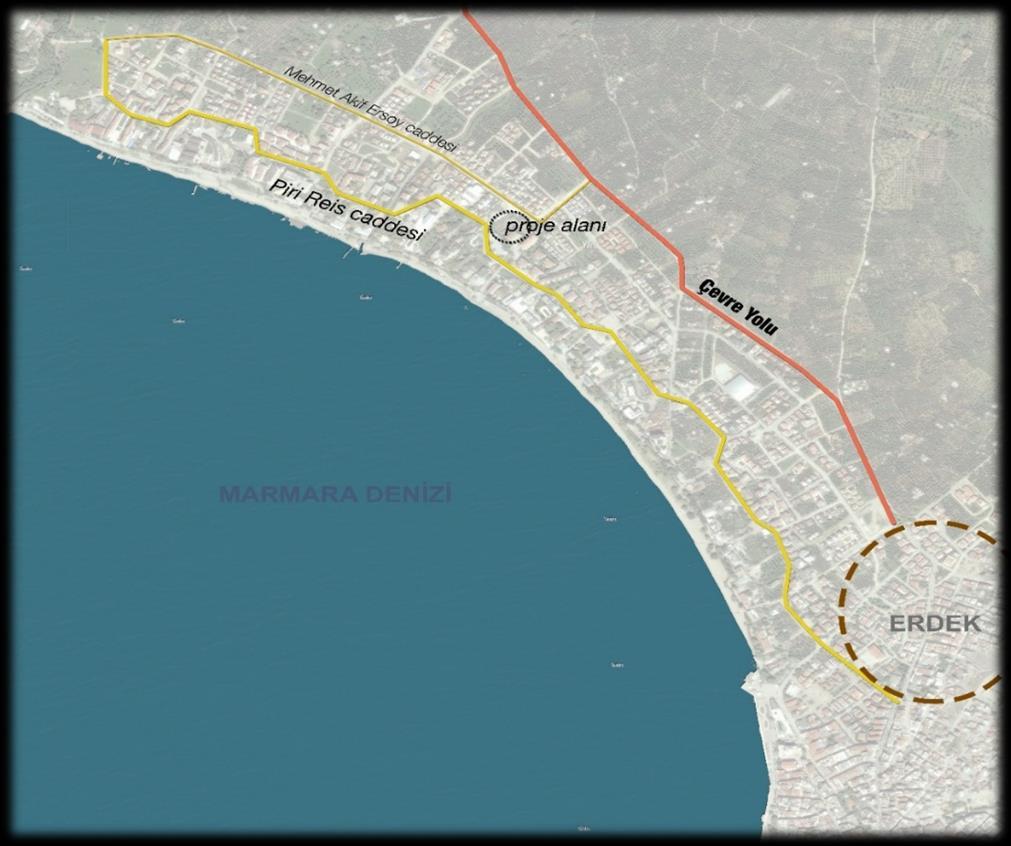 Harita 8. Erdek şehir merkezinden parsele ulaşım Erdek ilçesini Ocaklar mahallesine bağlayan Çevre Yolu 10 ada 110 parselin kuzeyinden geçmektedir.