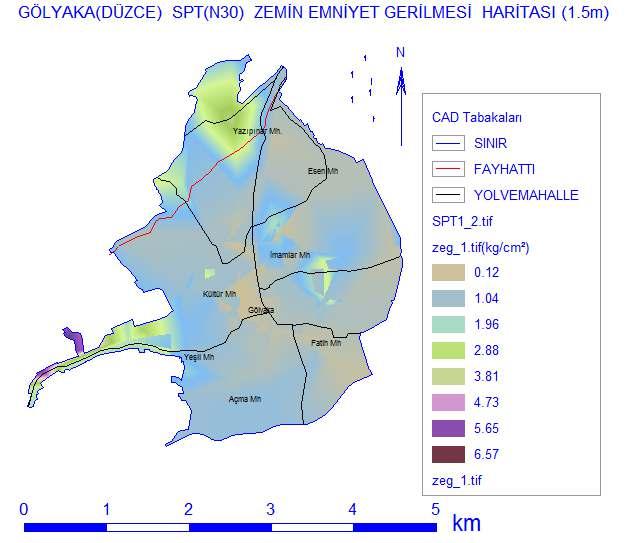 Şekil 9. SPT(N30) değerlerine göre 0-4,5m aralığı kat haritası Şekil 10.