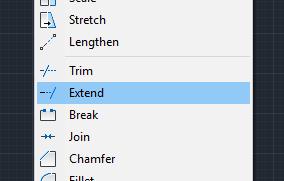 Uzatma (Extend) Uzatma (Extend) komutu, nesneleri başka nesnelerin kesitleriyle buluşturma amacıyla kullanılmaktadır. Uzatma (Extend) komutunu çalıştırmak için üç farklı yöntem vardır. 1.