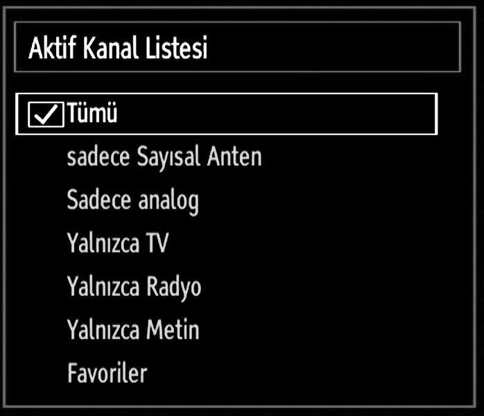 Ana menüyü görüntülemek için MENU tuşuna basınız veya tuşuna basarak Kanal Listesi öğesini seçiniz. Menü içeriğini görmek için OK tuşuna basınız.