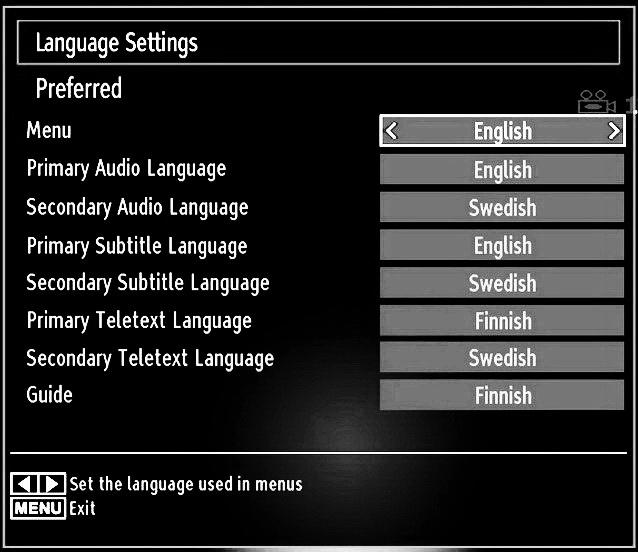 Preferred These settings will be used if available. Otherwise the current settings will be used. Audio: Sets the preferred audio language. Subtitle: Sets the subtitle language.