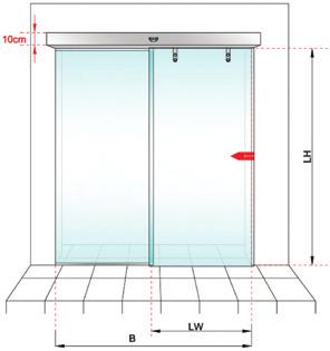 hareketli (+ sabit) kanatlı kapılar için Standart olarak 0 mm şeffaf temperli cam kullanılmaktadır. Delik detaylı cam kanatların her biri paslanmaz noktasal cam tutucular ile mekanizmaya asılır.