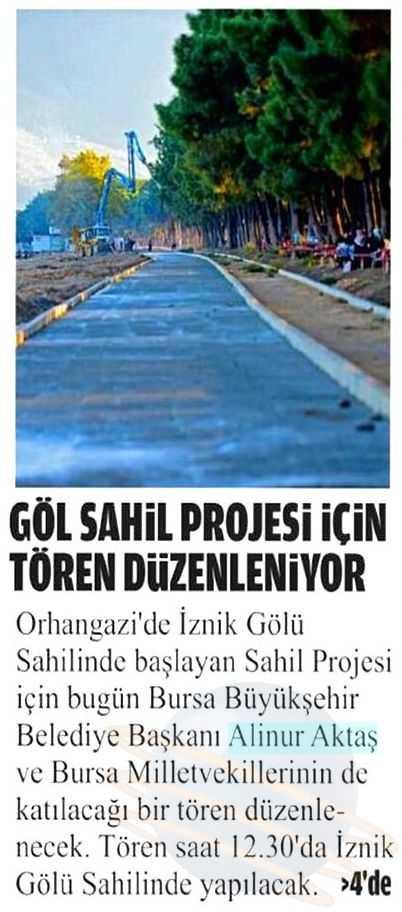 GÖL SAHIL PROJESI IÇIN TÖREN DÜZENLENIYOR Yayın Adı :