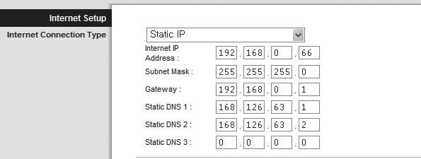 <Static IP> öğesini seçin. 6.
