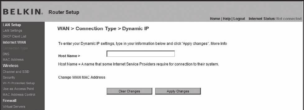 4. <Host Name> değerini girin ve [Apply Changes] düğmesini tıklatın.