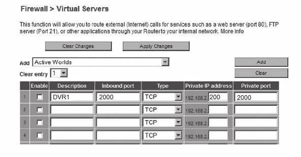 <Private IP address> alanına DVR nin Adım 3 te tanımlanan IP adresini girin. 2-6. <Private port> alanında, Adım 3 te tanımlanan <HTTP Port> öğesini girin. örn. 3. <Cihaz Bağlantı Noktası> öğesini bağlantı noktası aktarımı için ayarlayın.