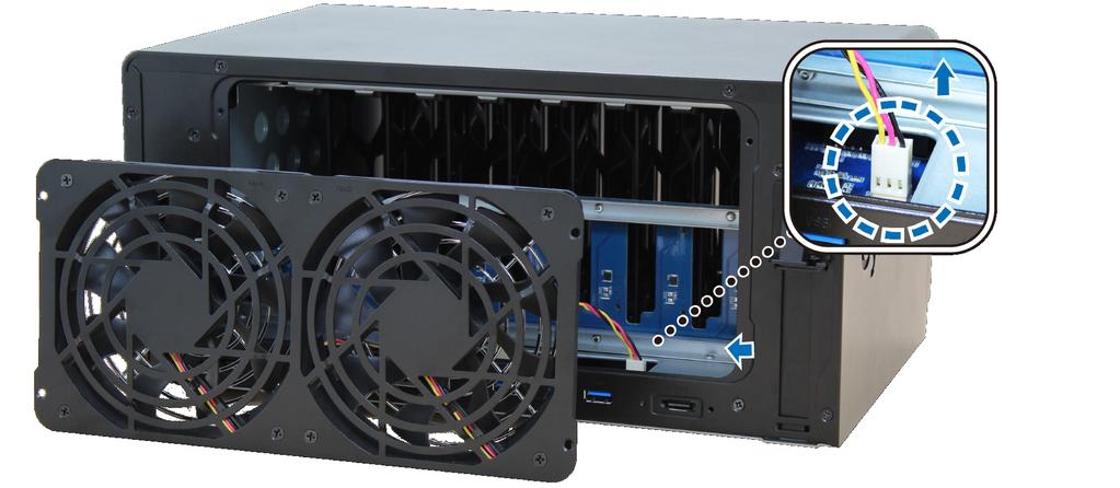 Sistem fanını değiştirmek için: 1 Muhtemel hasarların önüne geçmek için DiskStation'u kapatın ve bağlı olan tüm kabloları ayırın.