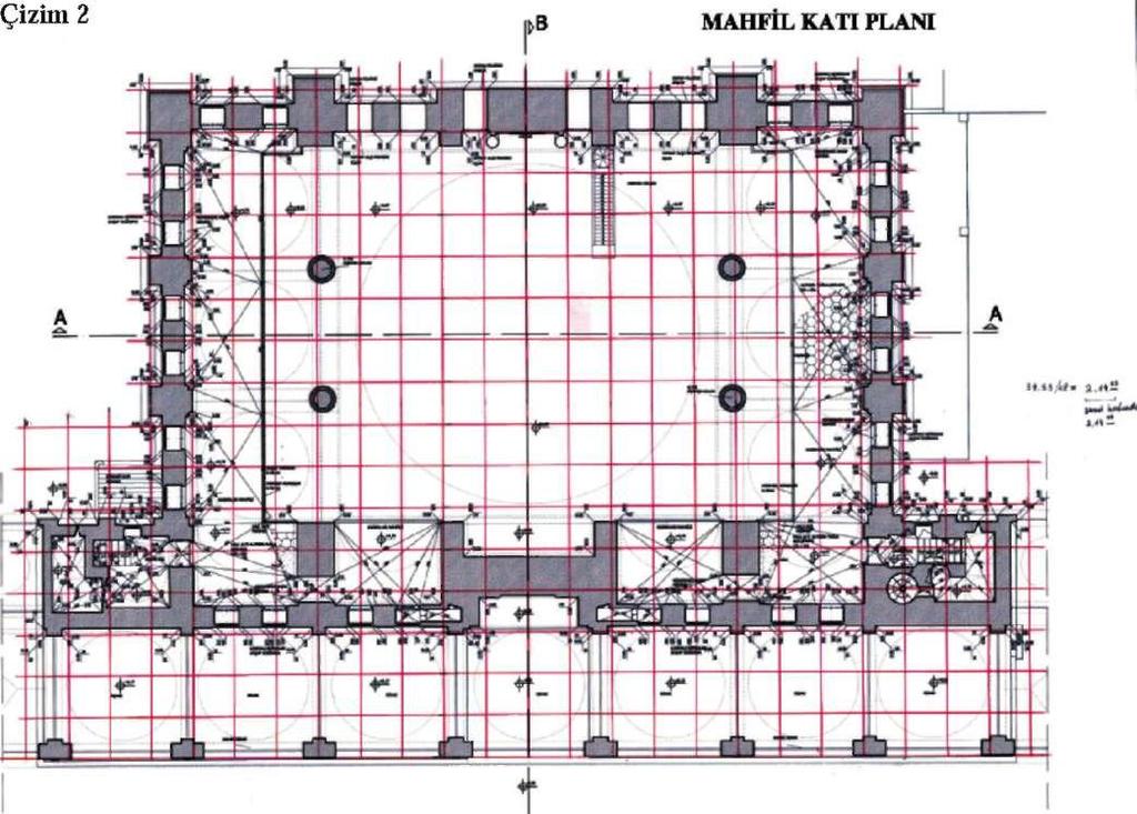 SAYI 33 Kitlede yapı derinliği (son cemaat yeri de dahil) 34,30 m olup (projeye göre) birim ölçünün (duvar kalınlığı 2,144 m) 16 katı (34,24) ile sadece 6 cm oynama vardır.