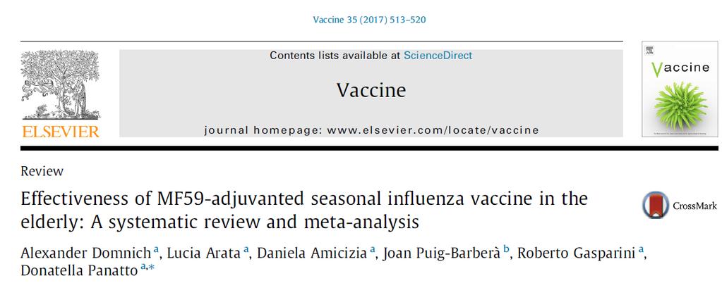 MF59 adjuvanlı aşı, influenza ilişkili komplikasyonlar nedeniyle