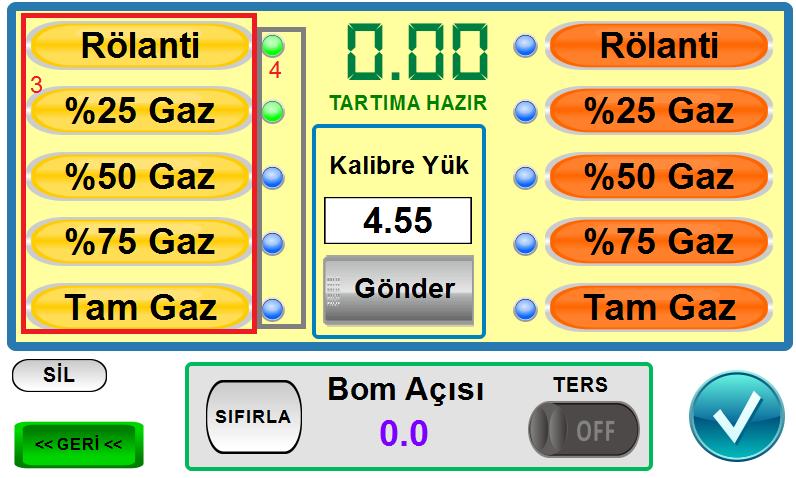 12 3.3 BOŞ KOVA (YÜKSÜZ) KALİBRASYONU Boş Kova ile kalibrasyon 5 adet basınç bilgisi ve bom kaldırma süresinin sisteme tanıtılmasından ibarettir.
