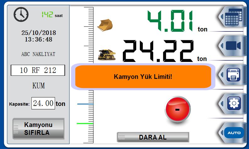 17 Eğer 13 numaralı AUTO butonu aktif ise kovadaki miktar, toplam miktara OTOMATİK eklenecektir.