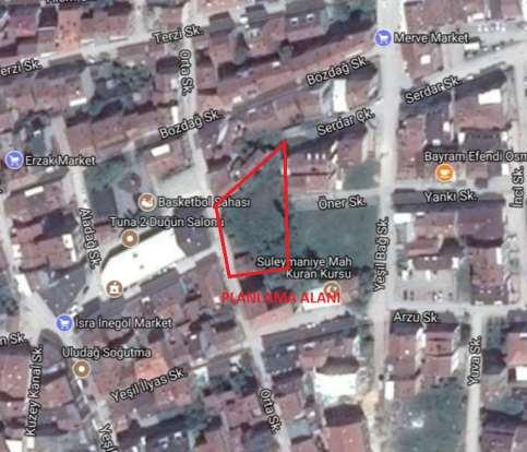 PLANLAMA ALANININ KONUMU Planlama alanı İnegöl ilçesi sınırları içerisinde Süleymaniye Mahallesinde H23D-16A-4A paftada,