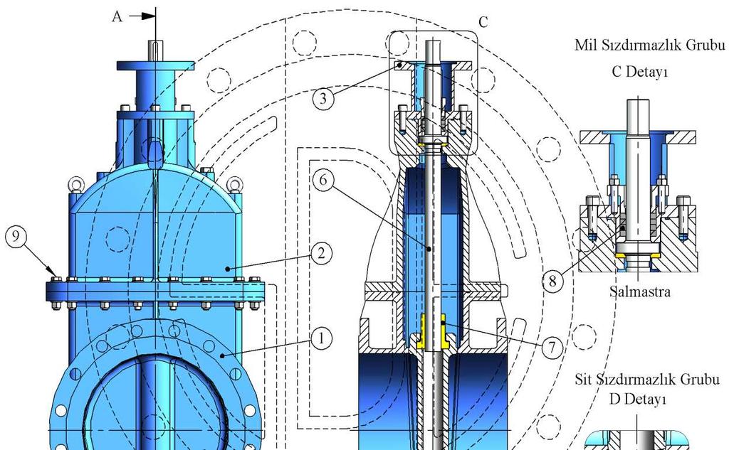 Ürün Kodu: GV-NR-S SÜRGÜLÜ VANA YÜKSELMEYEN MİLLİ SALMASTRALI TASARIM No Parça Adı Malzeme Açıklama EN Standardı Malzeme No GGG 40 EN-GJS-450-15 0.