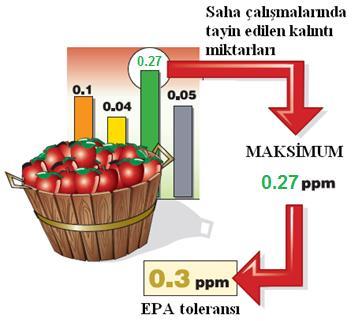 insektisitine ait ppm cinsinden kalıntı töleransı.