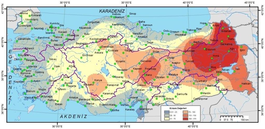 ulaģmaktadır. Bu noktadan sonra tüm Ġran Sınırı boyunca tekrar Artvin e ulaģıncaya kadar kuzeye çıkmaktadır.