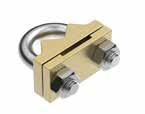 "P" (Brass) and "SS" (Stainless) suffixes denote bolt properties. Elektrod Bağlantı Klemensleri (U Tipi) Rod to Tape Clamp (Type U) Elektrod Rod ET.P.EKU.16253.10SS CuPbZn M.10 16.