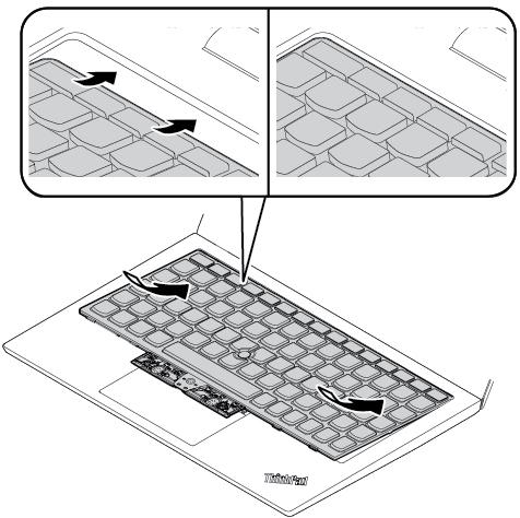 2. Klavyeyi gösterildiği gibi klavye çerçevesine yerleştirin.