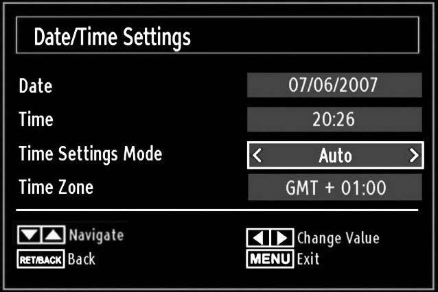 Timers To view Timers menu, press MENU button and select Settings icon by using or button. Press OK button to view Settings menu.