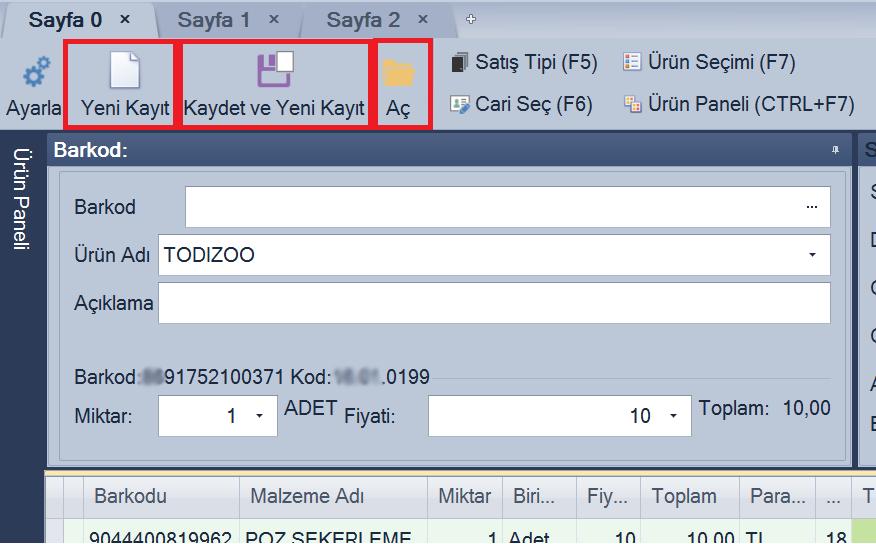 2.1.2. Menü İçeriği Yeni kayıt: Sayfada yeni bir kayıt oluşturulmasını sağlar.